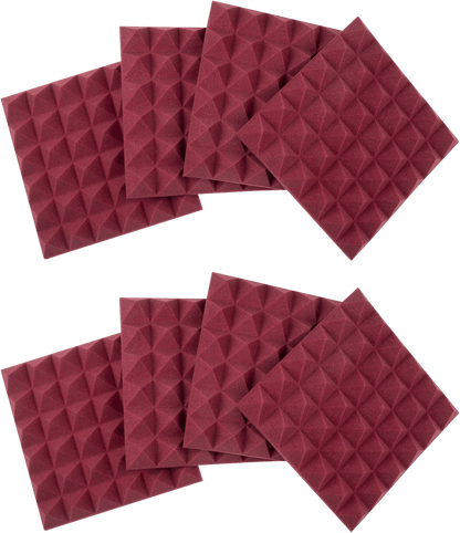 Gator GFW-ACPNL1212PBDY-8PK 8-Pack 12x12x2-inch Pyramid Foam Burgundy - PSSL ProSound and Stage Lighting