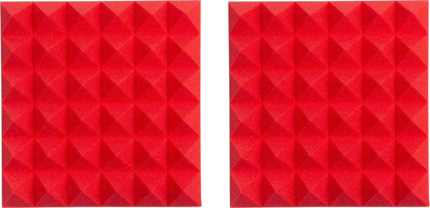 Gator GFW-ACPNL1212PRED-2PK Pair of 12x12x2-inch Pyramid Foam Red - PSSL ProSound and Stage Lighting