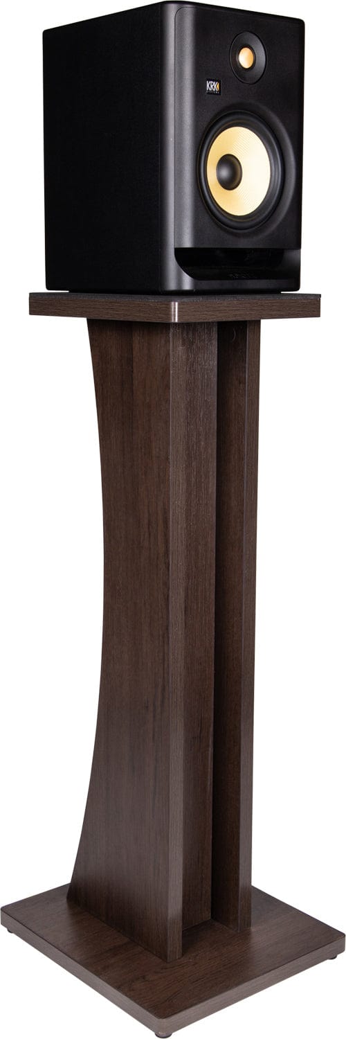 Gator GFW-ELITESPKSTMN-B Elite Standing Monitor Stands Pair Walnut - PSSL ProSound and Stage Lighting