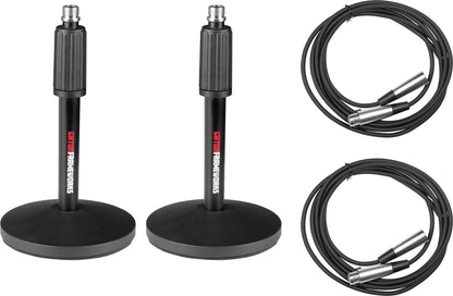 Gator GFW-MIC-DESKTOP-2PK Desktop Mic Stand 2-Pack with XLR Cables - PSSL ProSound and Stage Lighting