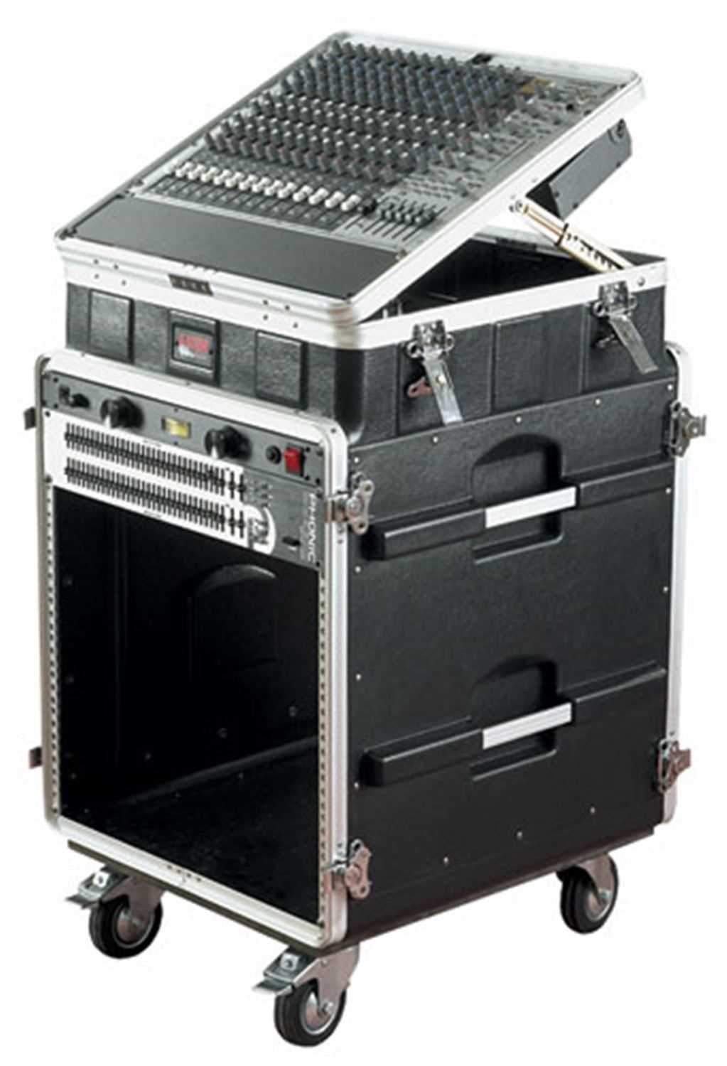 Gator GRC-10X12 PU 12-U Rolling Rack Case with 10-U Pop-Up Slant Top - ProSound and Stage Lighting