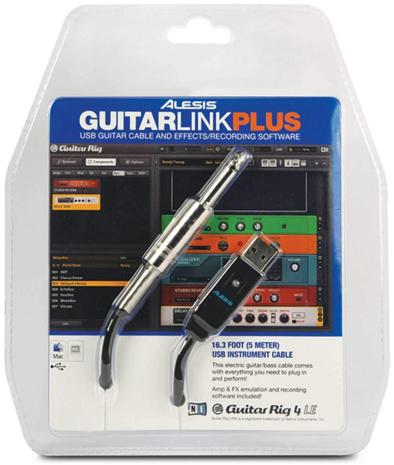 Alesis GUITARLINKPLUS Usb To 1/4In Cable with Effects - ProSound and Stage Lighting