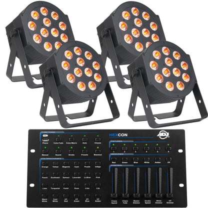 ADJ American DJ Hex Par Hexcon Pak with Four 12PHex LED Lights - PSSL ProSound and Stage Lighting