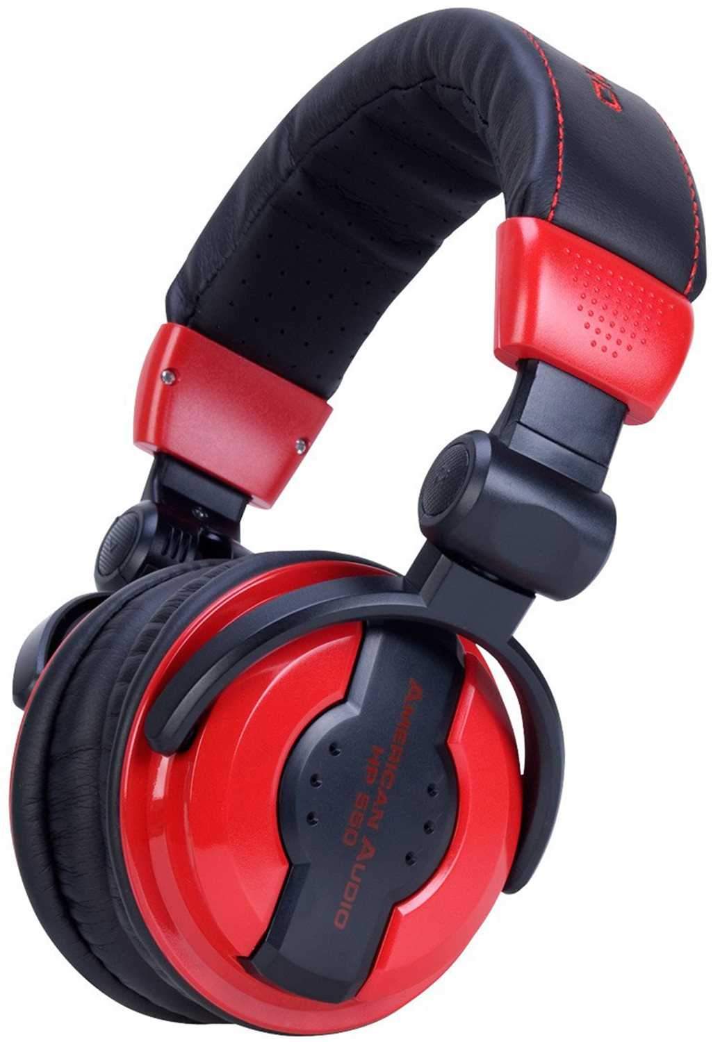 American Audio HP 550 Red DJ Headphones - PSSL ProSound and Stage Lighting