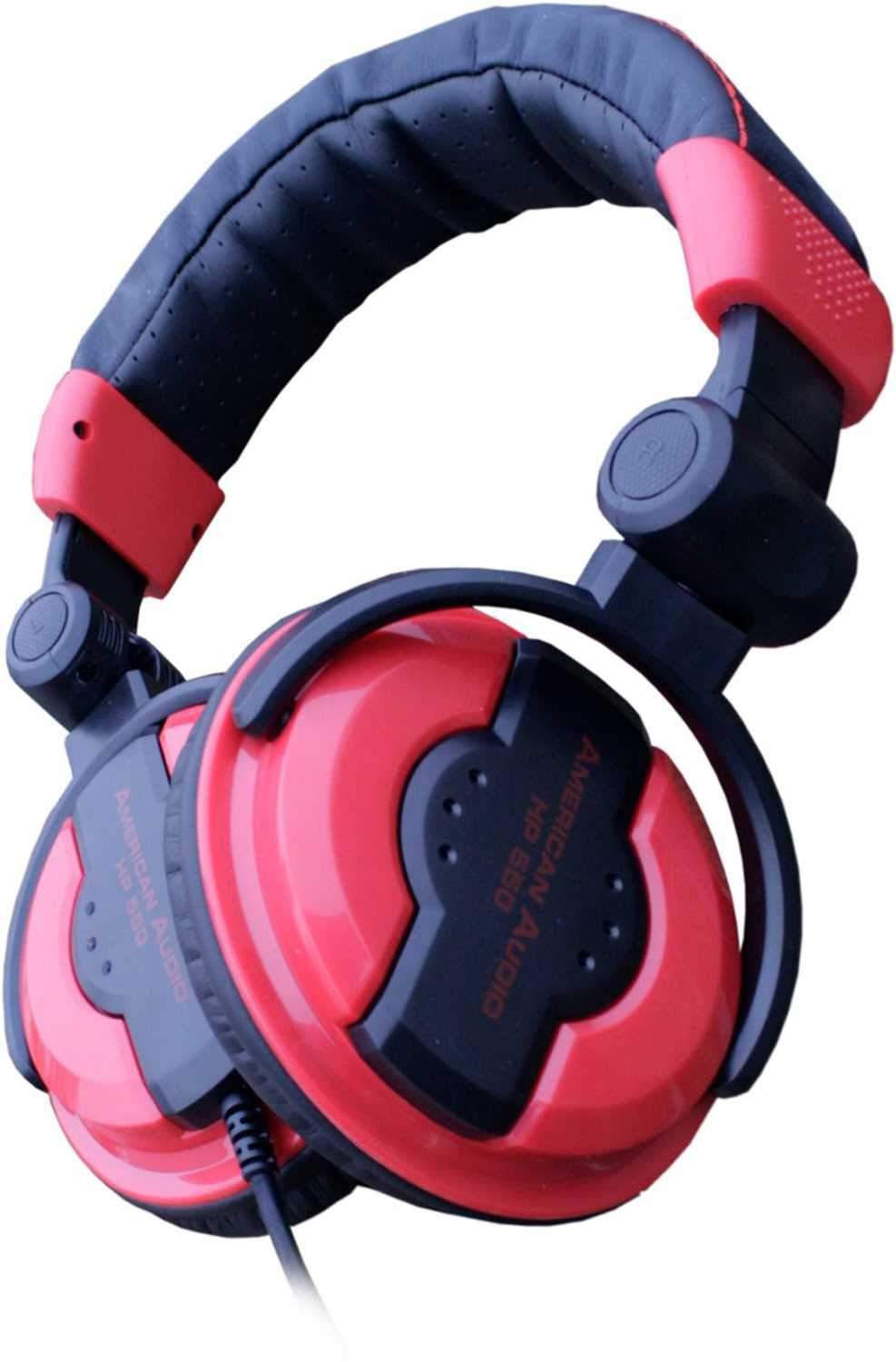 American Audio HP 550 Red DJ Headphones - PSSL ProSound and Stage Lighting