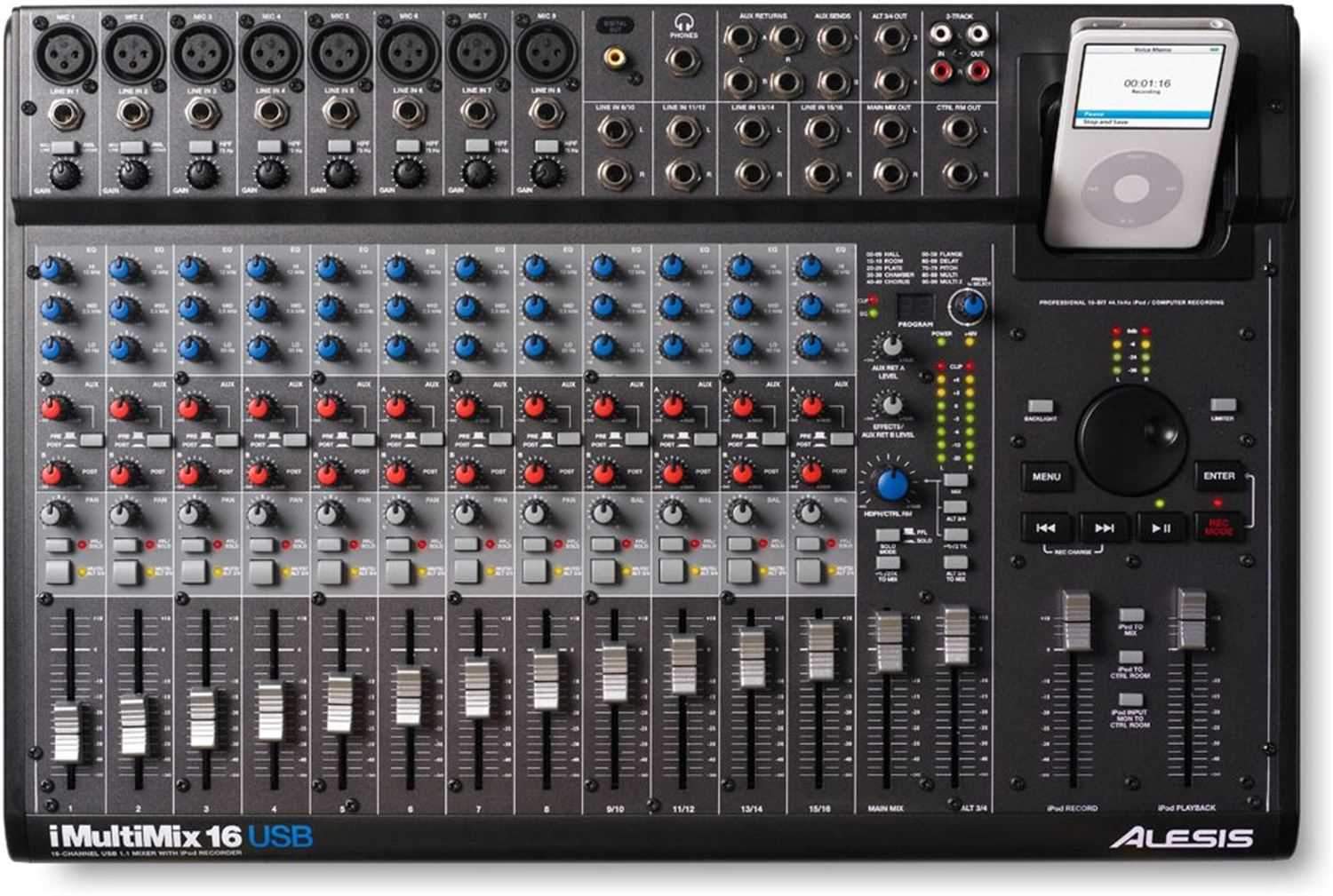 Alesis I-MULTIMIX-16USB 16-Ch iPod Audio Int/Mixer - PSSL ProSound and Stage Lighting