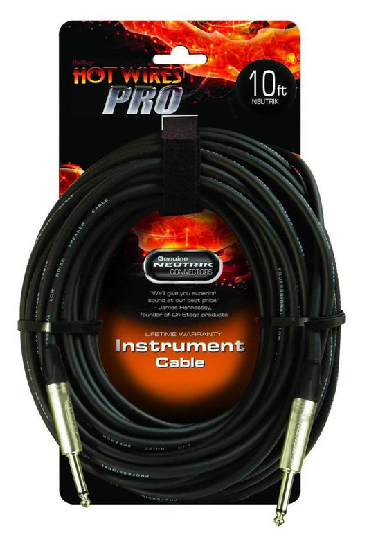 On-Stage 10ft Instrument Cable with Neutrik Connector - PSSL ProSound and Stage Lighting