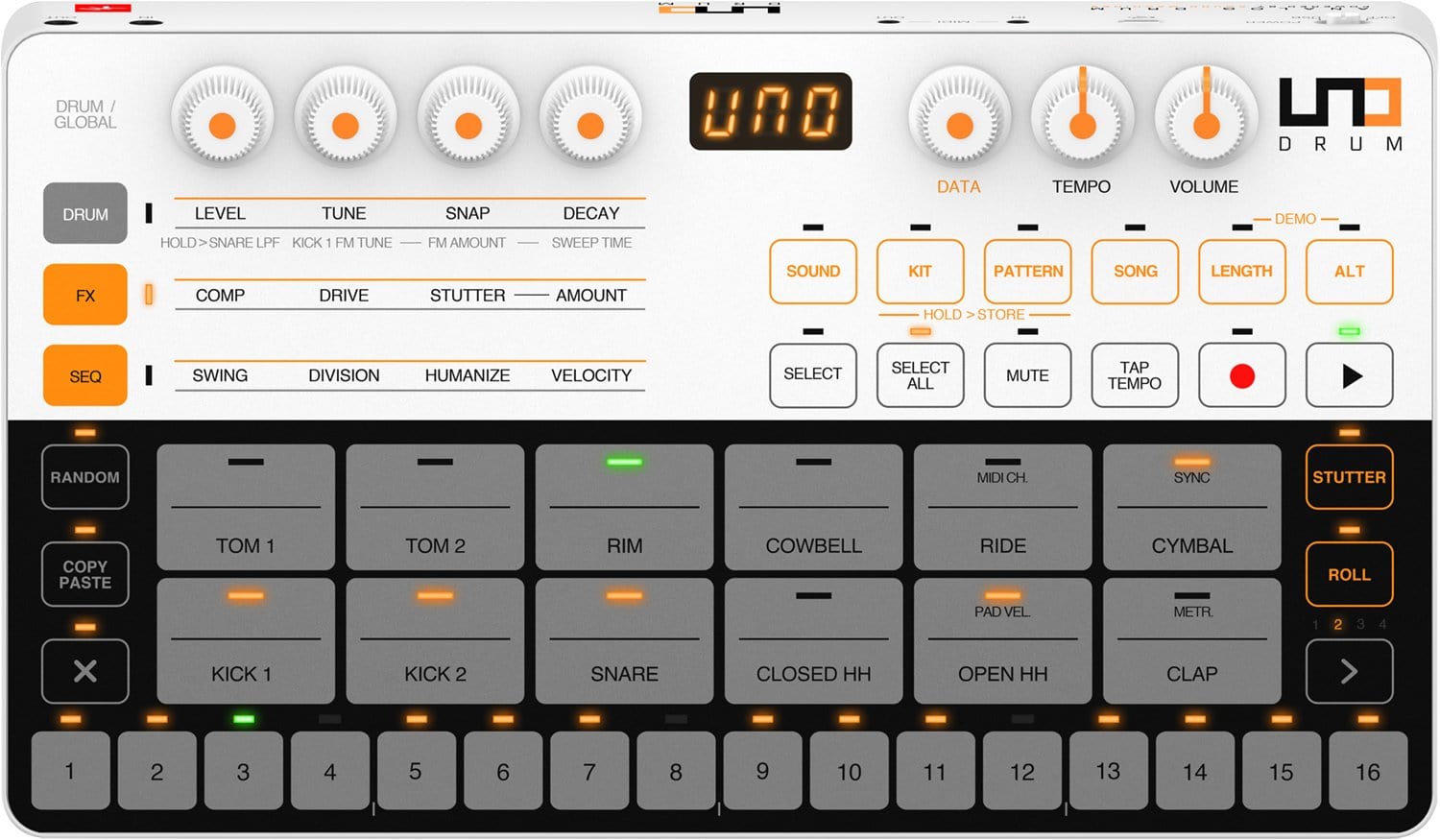 Ik Multimedia Uno Drum Compact Analog Drum Machine - PSSL ProSound and Stage Lighting