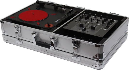 Odyssey KPT01SCSIL Numark PT01 Silver Turntable Case with Side Compartment - PSSL ProSound and Stage Lighting