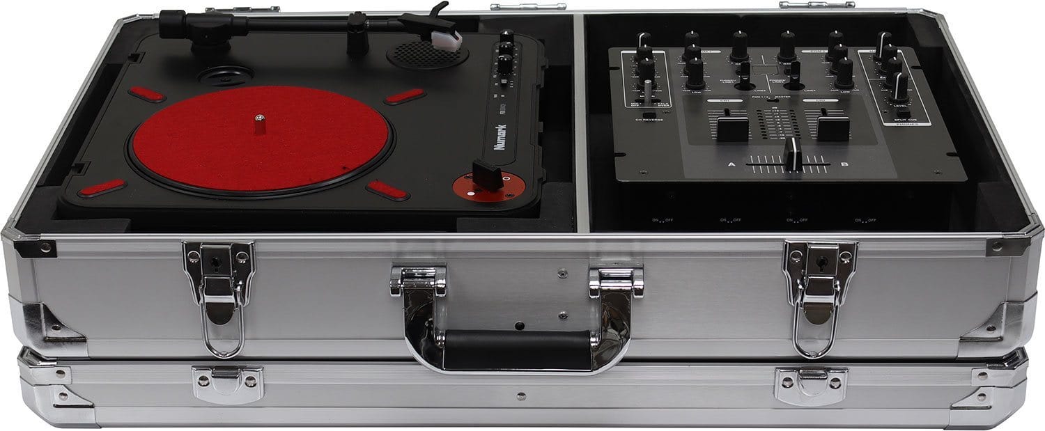 Odyssey KPT01SCSIL Numark PT01 Silver Turntable Case with Side Compartment - PSSL ProSound and Stage Lighting