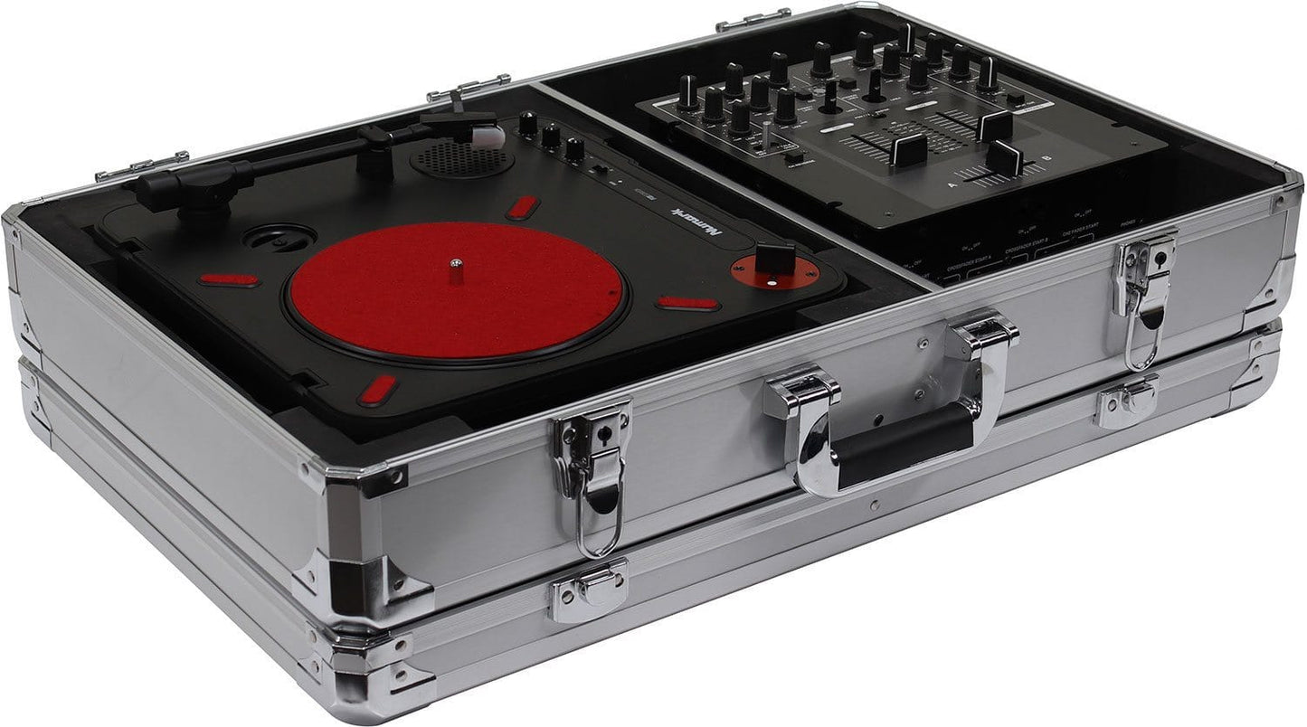 Odyssey KPT01SCSIL Numark PT01 Silver Turntable Case with Side Compartment - PSSL ProSound and Stage Lighting