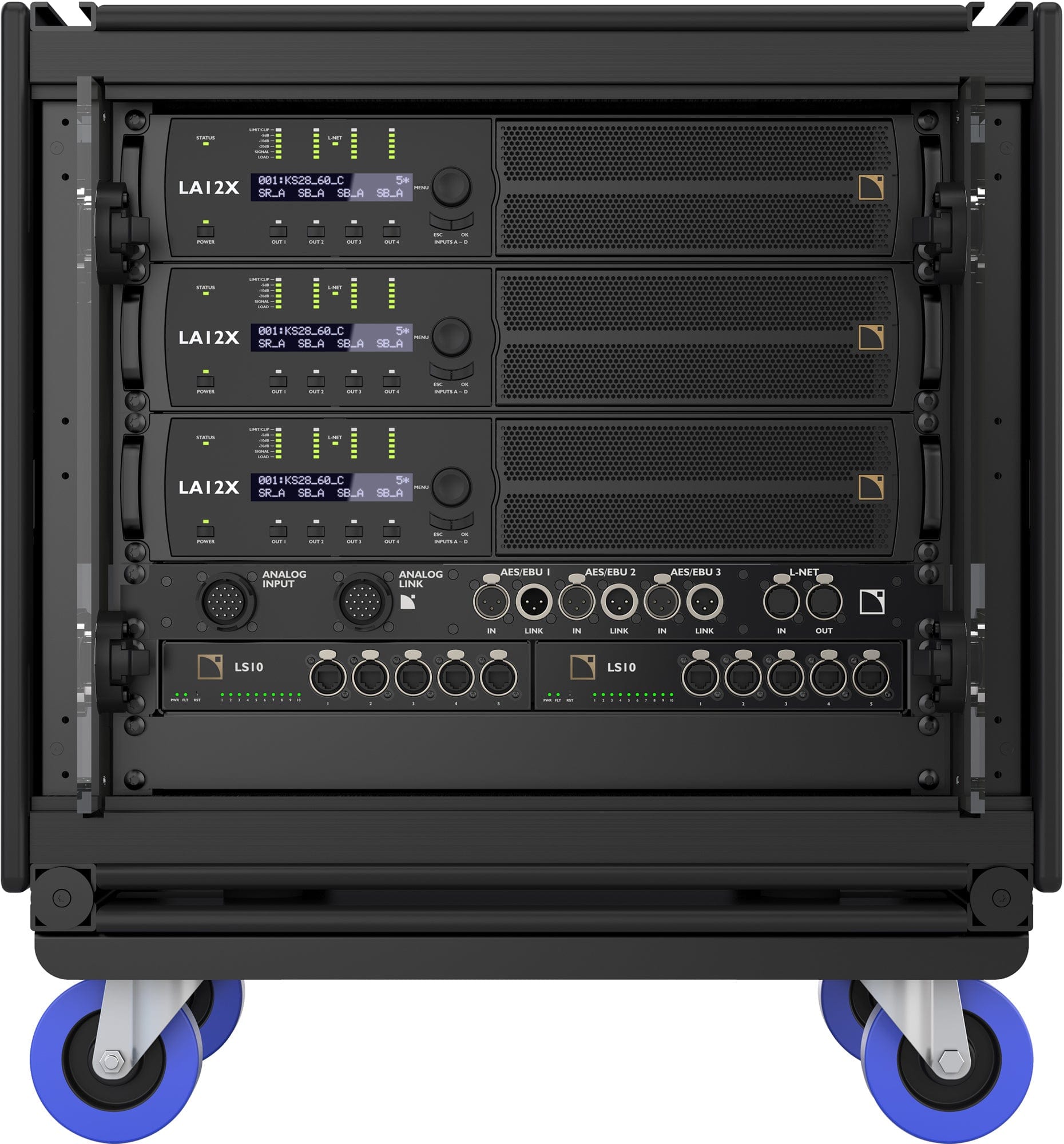 L-Acoustics LA-RAK II AVB Touring Rack AVB 9U with 3x LA12X/2x LS10