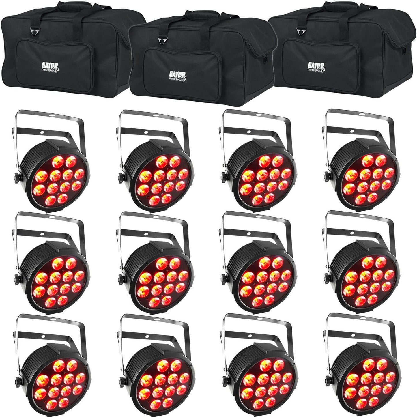 Chauvet SlimPAR Q12 BT LED Par Wash Light 12-Pack with Gator Bags - PSSL ProSound and Stage Lighting