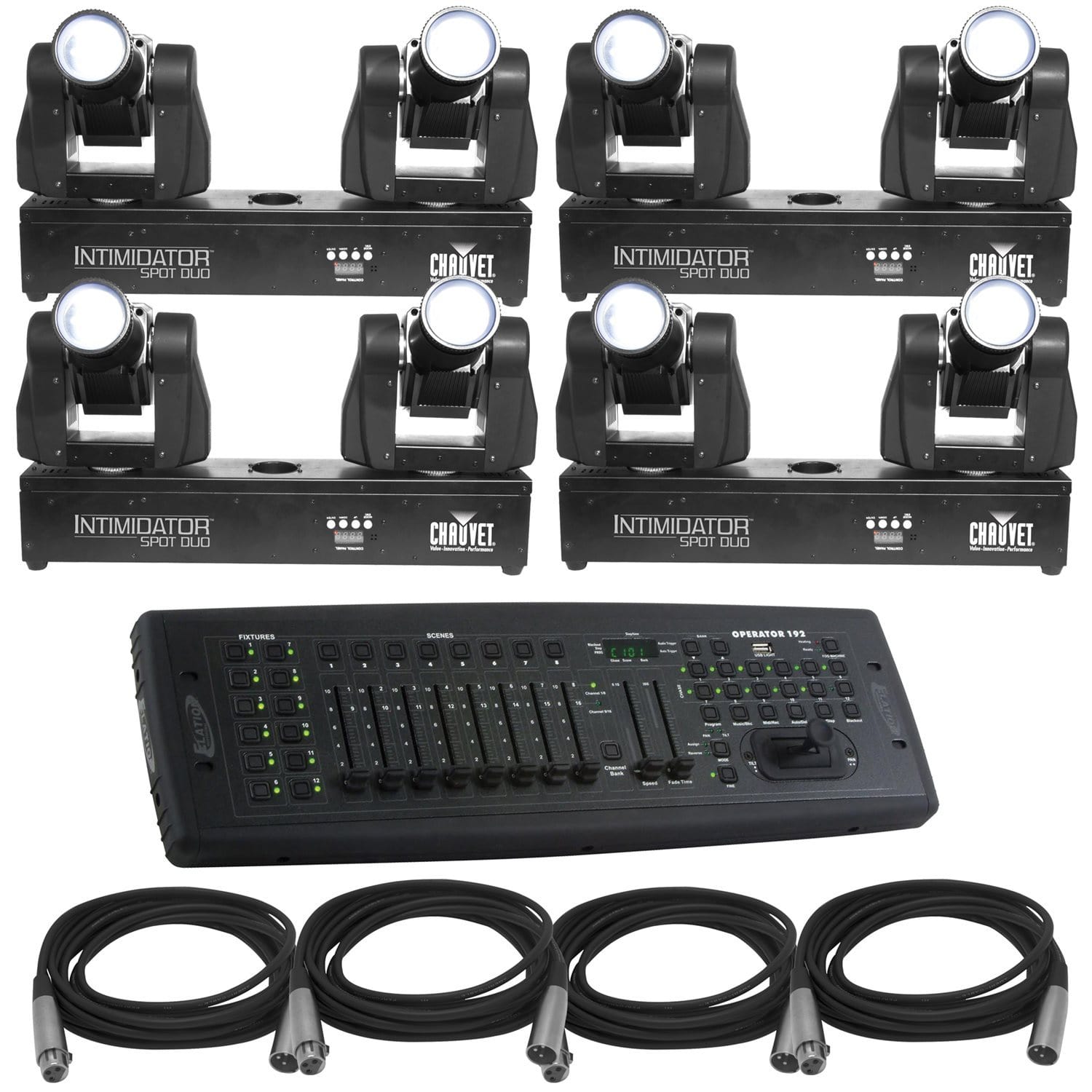 Chauvet Intimidator Spot Duo 4-Pack with Controller - PSSL ProSound and Stage Lighting