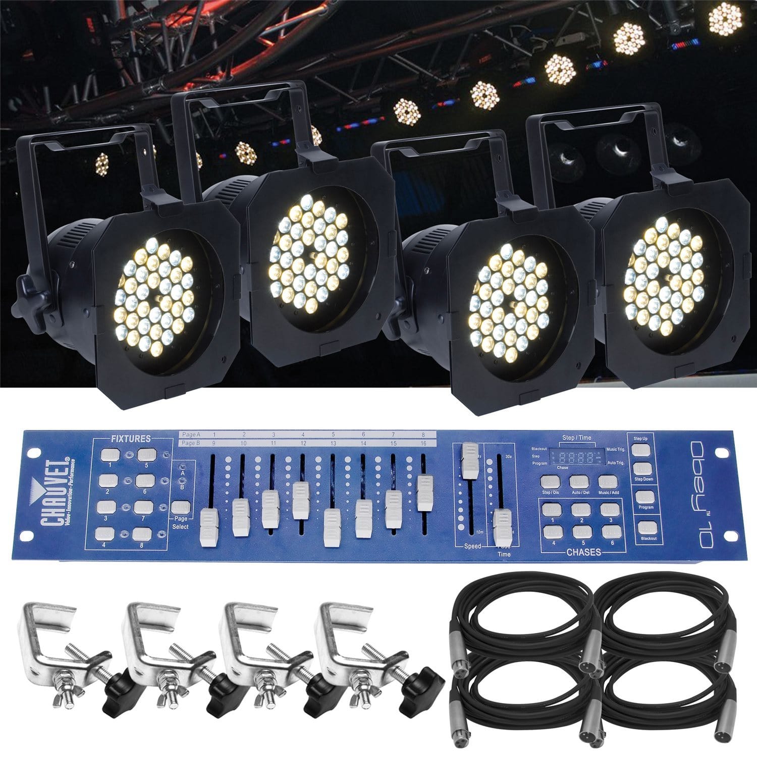 American DJ ProPar 56 CWWW 4-Pk with Controller & Cbl - PSSL ProSound and Stage Lighting