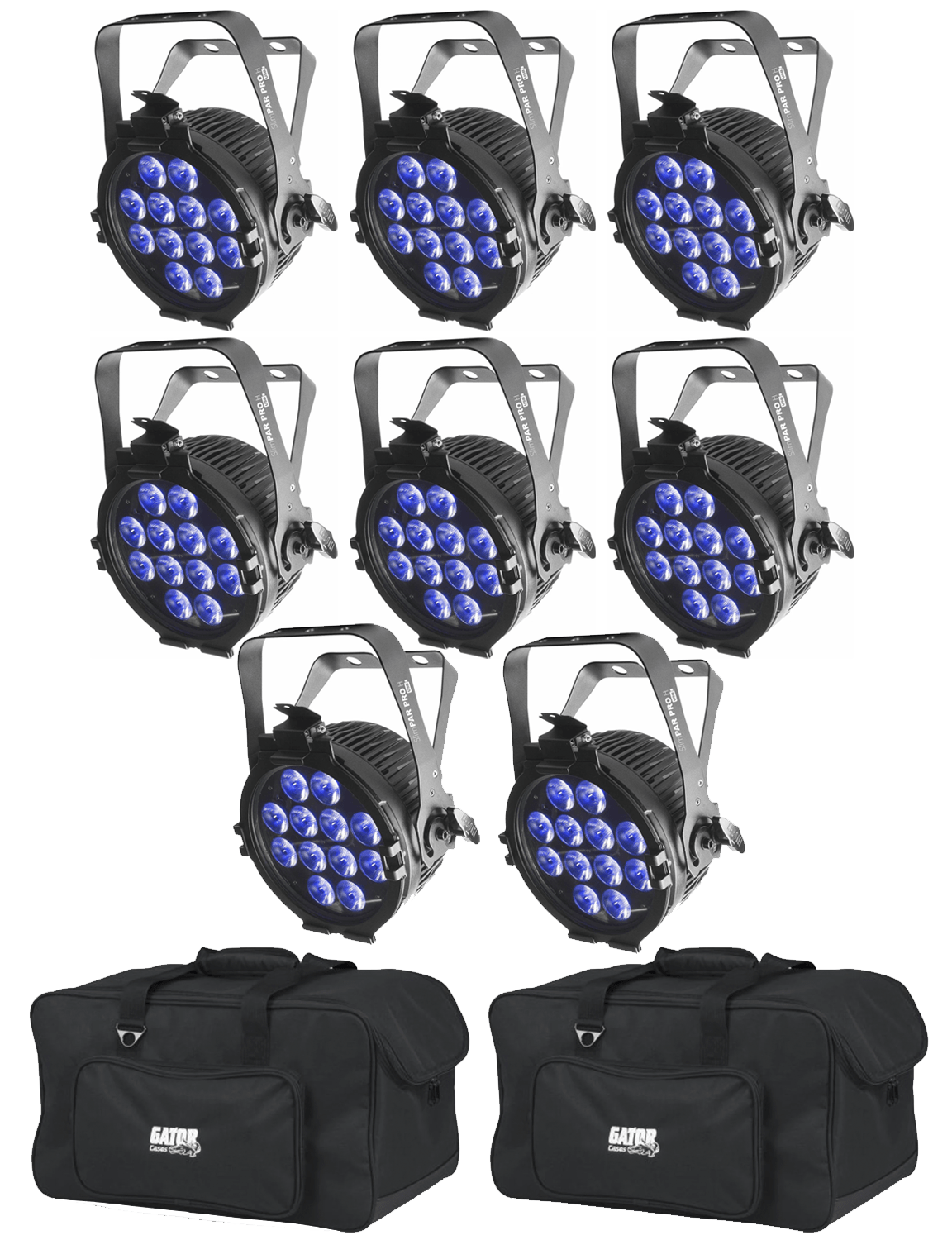 Chauvet SlimPAR Pro H USB RGBAW Plus UV Wash Light 8-Pack with Gator Bags - PSSL ProSound and Stage Lighting