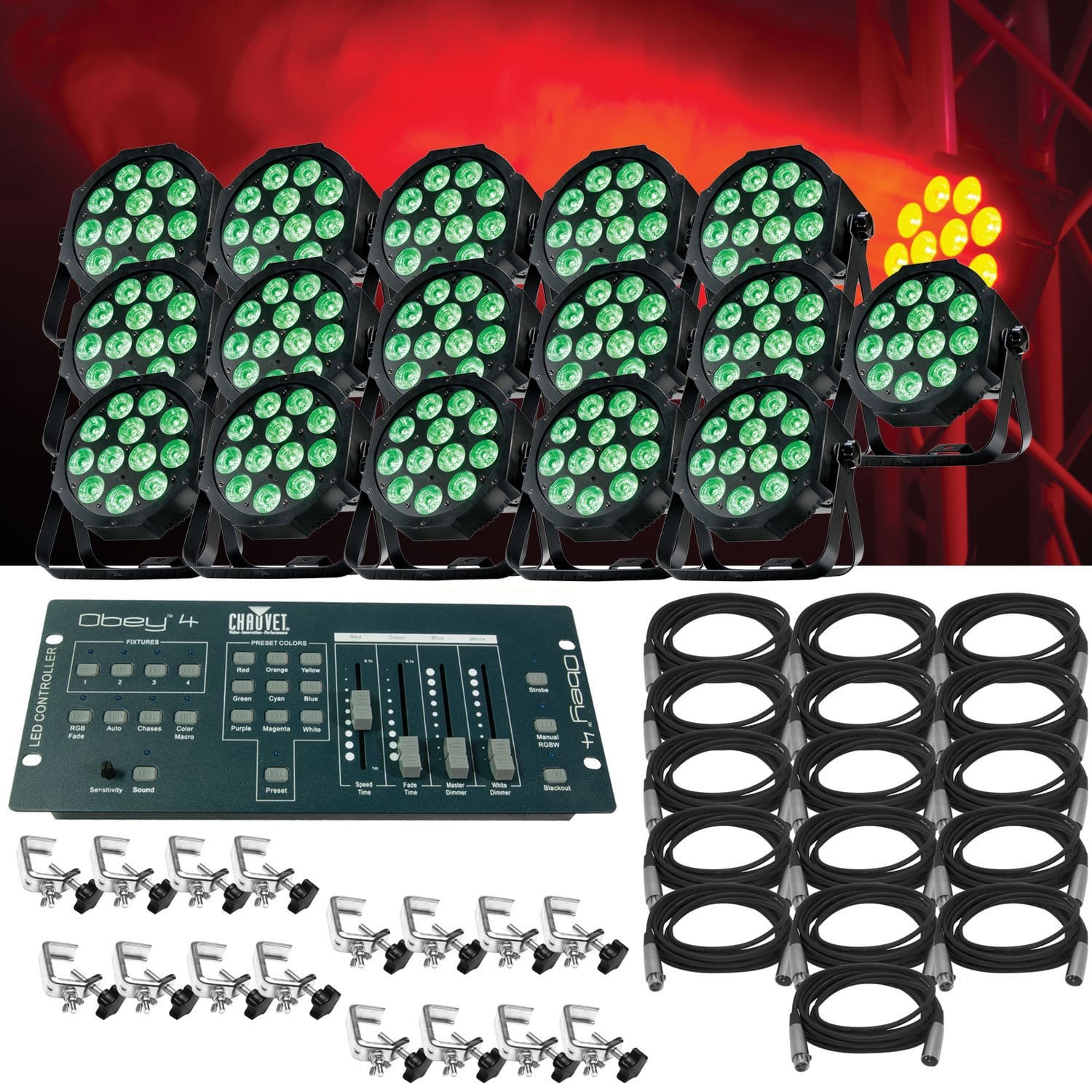 ADJ American DJ Mega Tri64 Profile Plus Wash Light 16-Pack with DMX Controller - PSSL ProSound and Stage Lighting