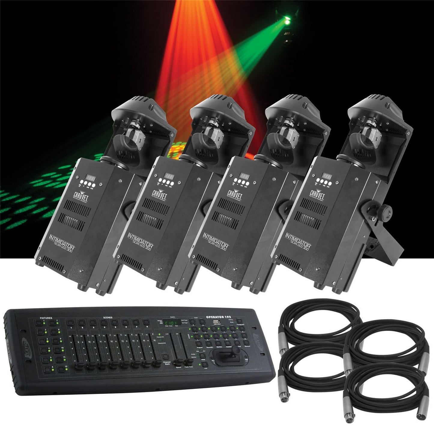 Chauvet Intimidator Scan LED 300 4-Pk & Controller - PSSL ProSound and Stage Lighting