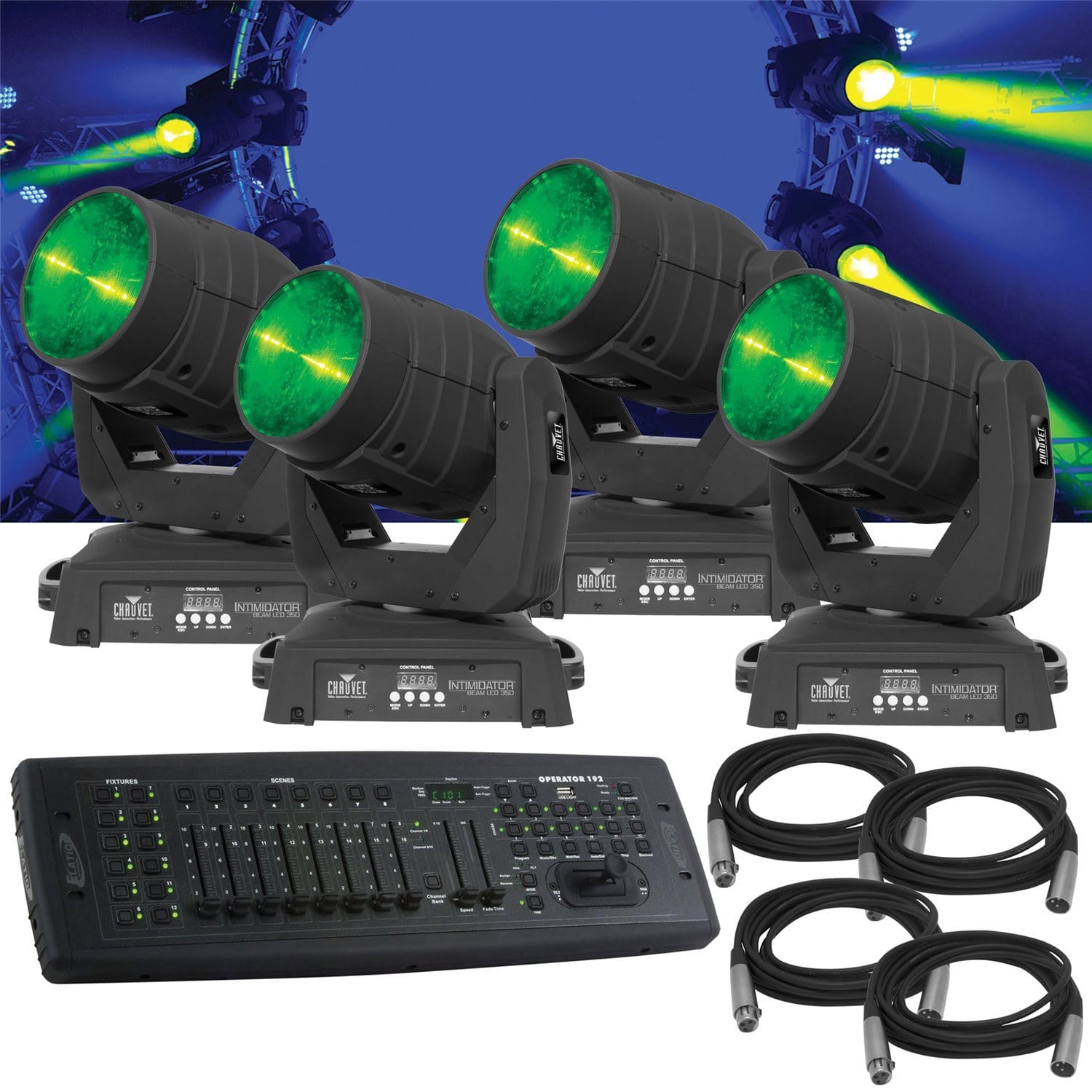 Chauvet Intimidator Beam LED 350 4-Pk & Controller - PSSL ProSound and Stage Lighting