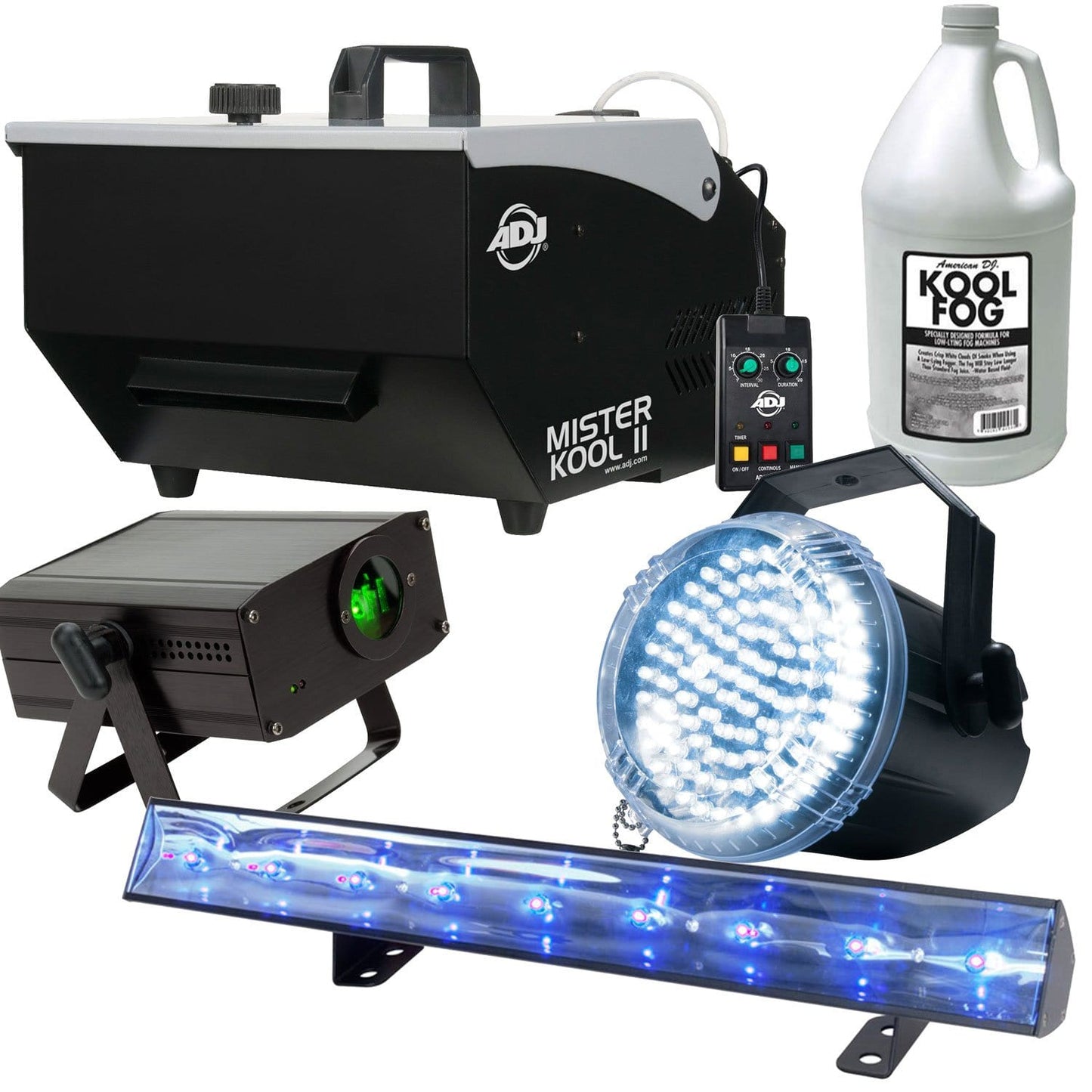 ADJ American DJ Mister Kool II Lighting Pack with UV Light, Strobe and Laser - PSSL ProSound and Stage Lighting