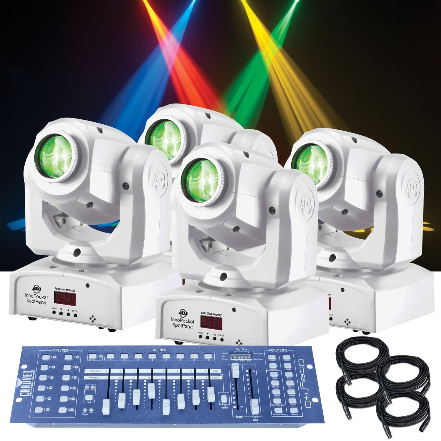 ADJ American DJ Inno Pocket Spot Pearl Moving Head Light 4-Pack System - PSSL ProSound and Stage Lighting