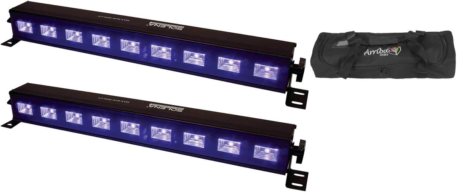 Solena Max Bar Mini UV LED Black Light 2-Pack with Bag - PSSL ProSound and Stage Lighting