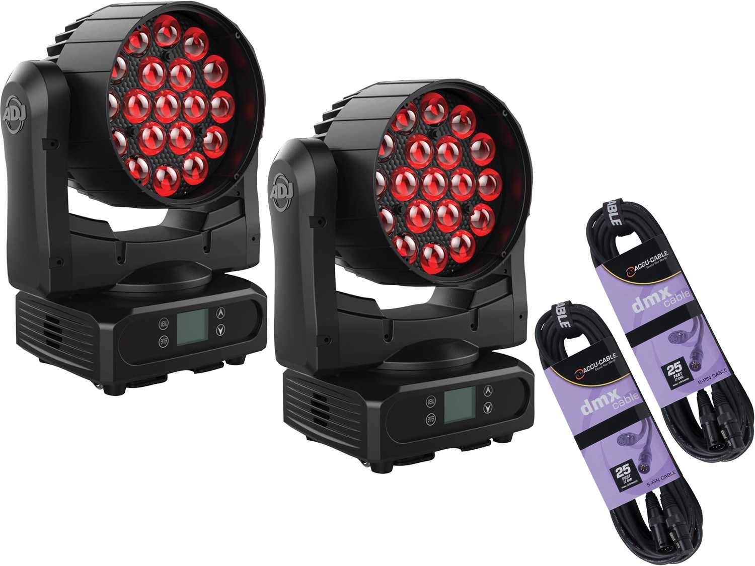 ADJ American DJ Vizi Wash Z19 380W Moving Head 2-Pack with Cables - PSSL ProSound and Stage Lighting