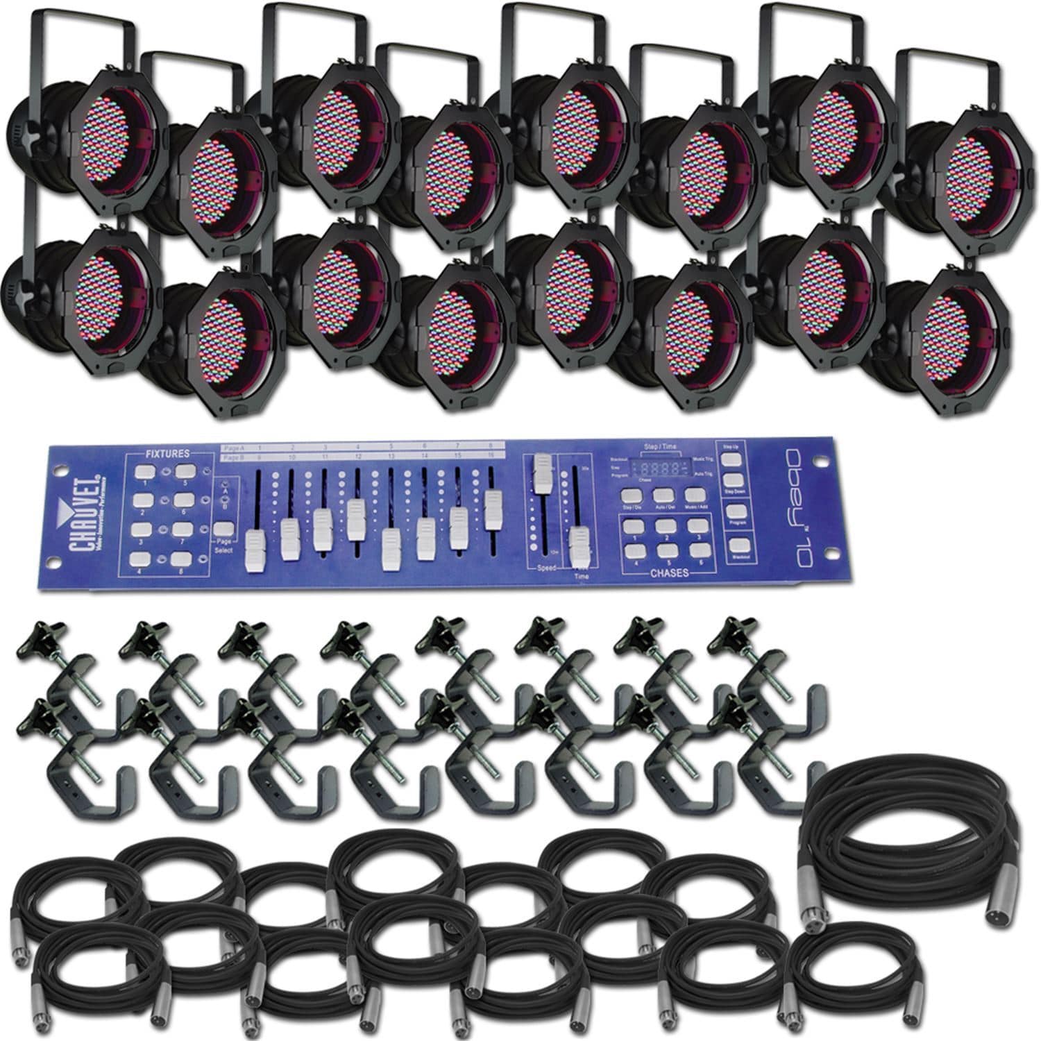 American DJ P64 LED Plus x 16 Complete System - PSSL ProSound and Stage Lighting