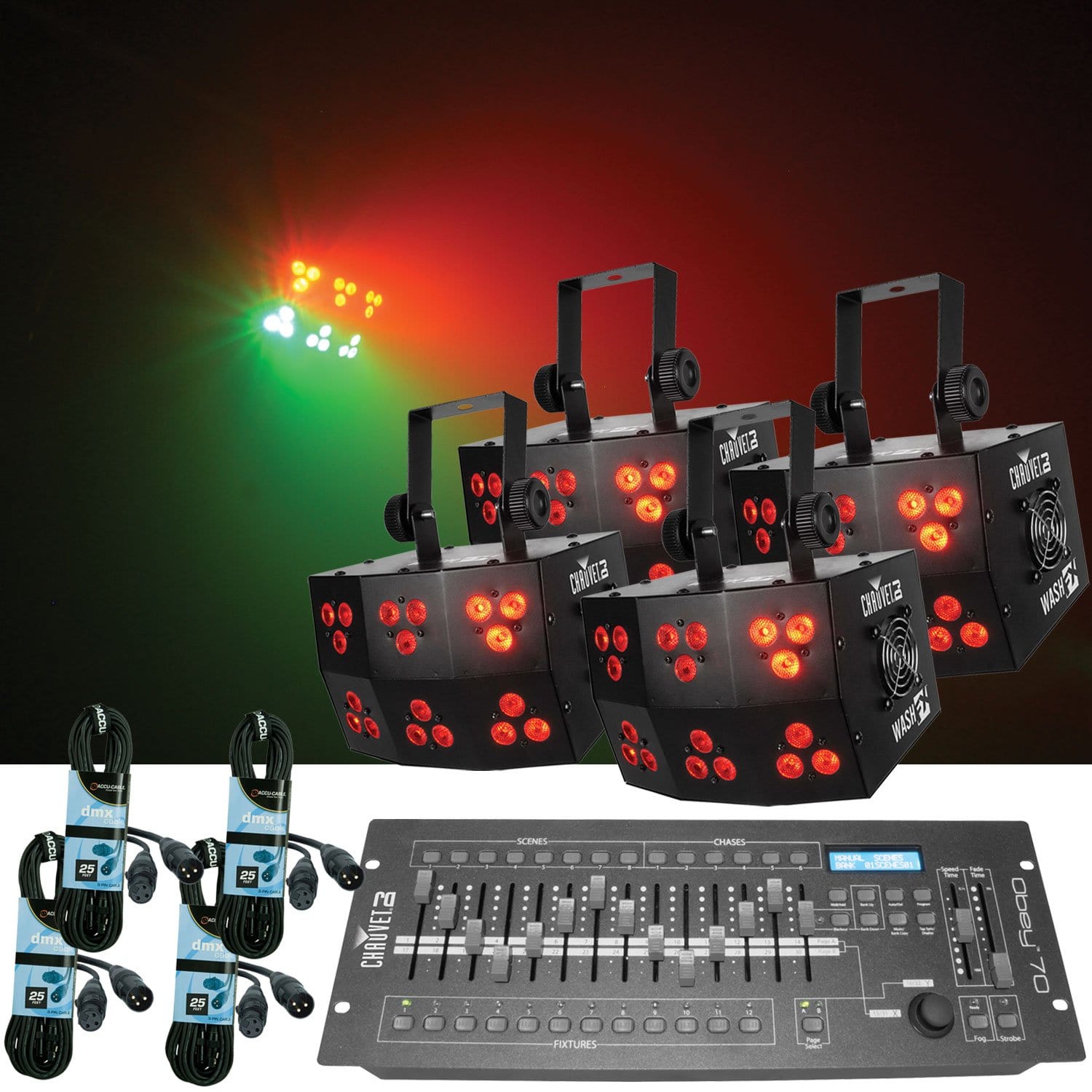 Chauvet Wash FX RGB LED Light 4-Pk with Controller - PSSL ProSound and Stage Lighting