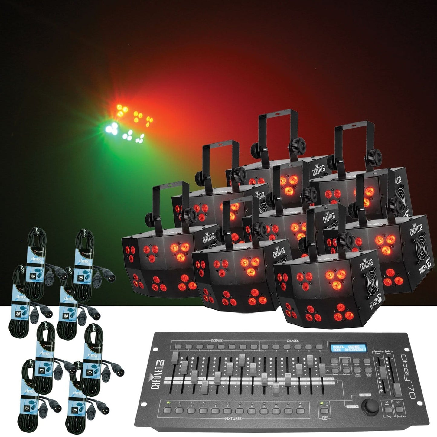 Chauvet Wash FX RGB LED Light 8-Pk with Controller | Solotech