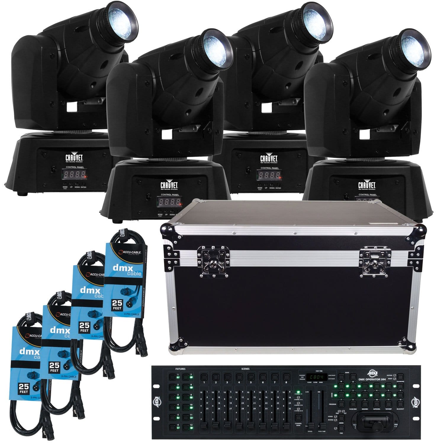 Chauvet Intimidator Spot 100 IRC 4pk w Road Case - PSSL ProSound and Stage Lighting