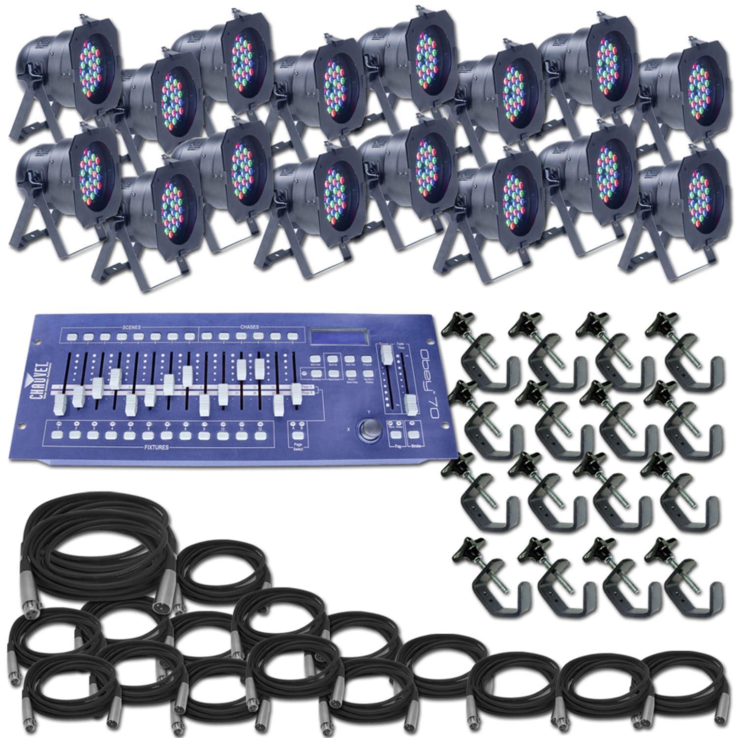 American DJ Pro Par 56 RGB X 16 Complete System - PSSL ProSound and Stage Lighting