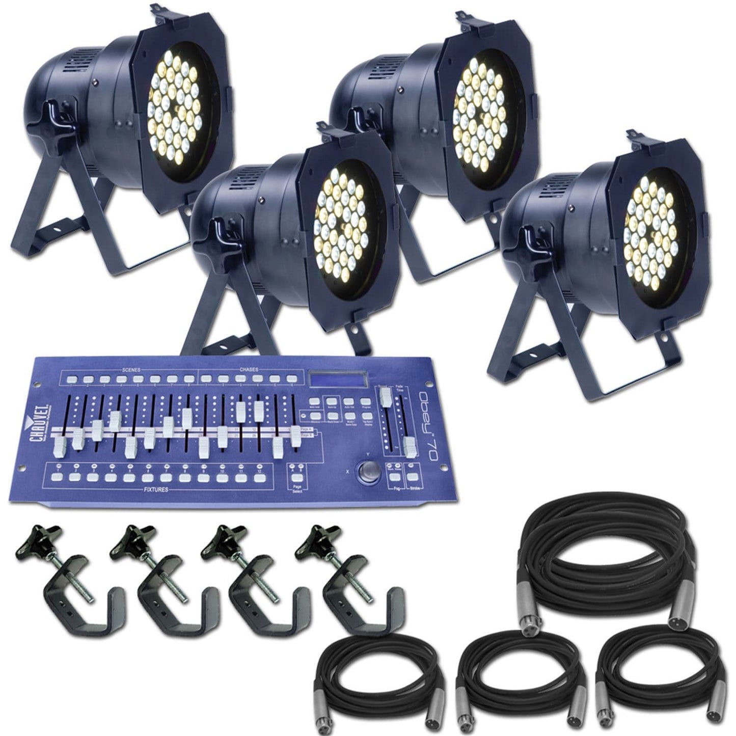 American DJ Pro Par 56 CWWW x 4 Complete System - PSSL ProSound and Stage Lighting