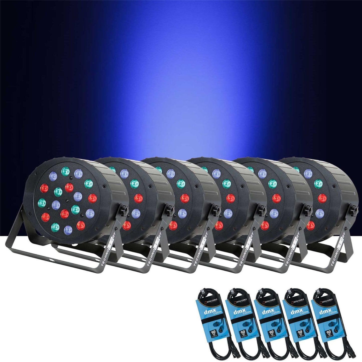 TechnoLEDgy Max 18 RGB LED Light 6 Pack - PSSL ProSound and Stage Lighting