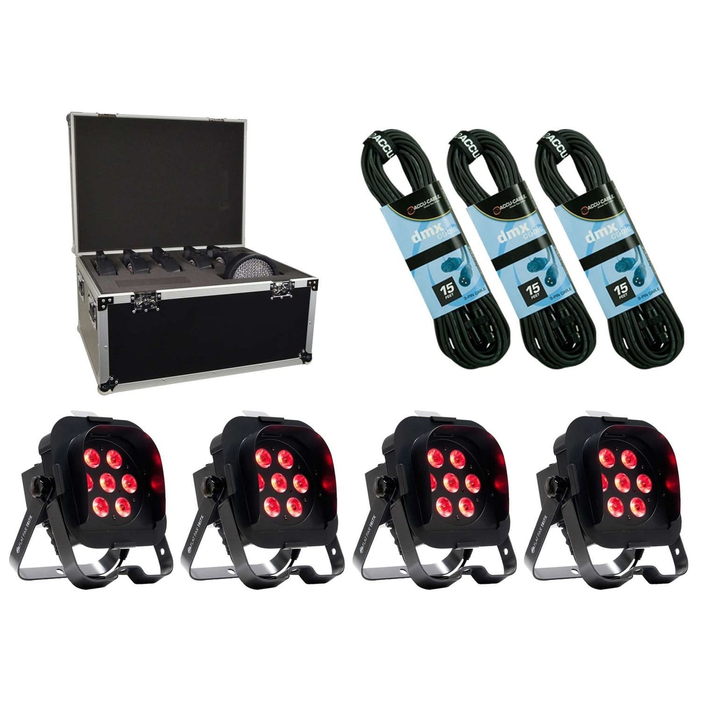 ADJ American DJ Flat Par TRI7XS Wash Light 4-Pack with ATA Case - PSSL ProSound and Stage Lighting