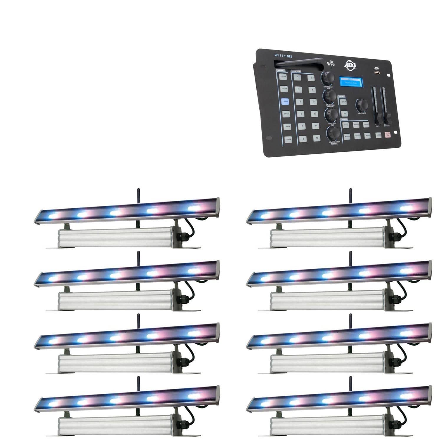 American DJ WiFLY Wash Bar 8 Pack with NE1 Contoller - PSSL ProSound and Stage Lighting