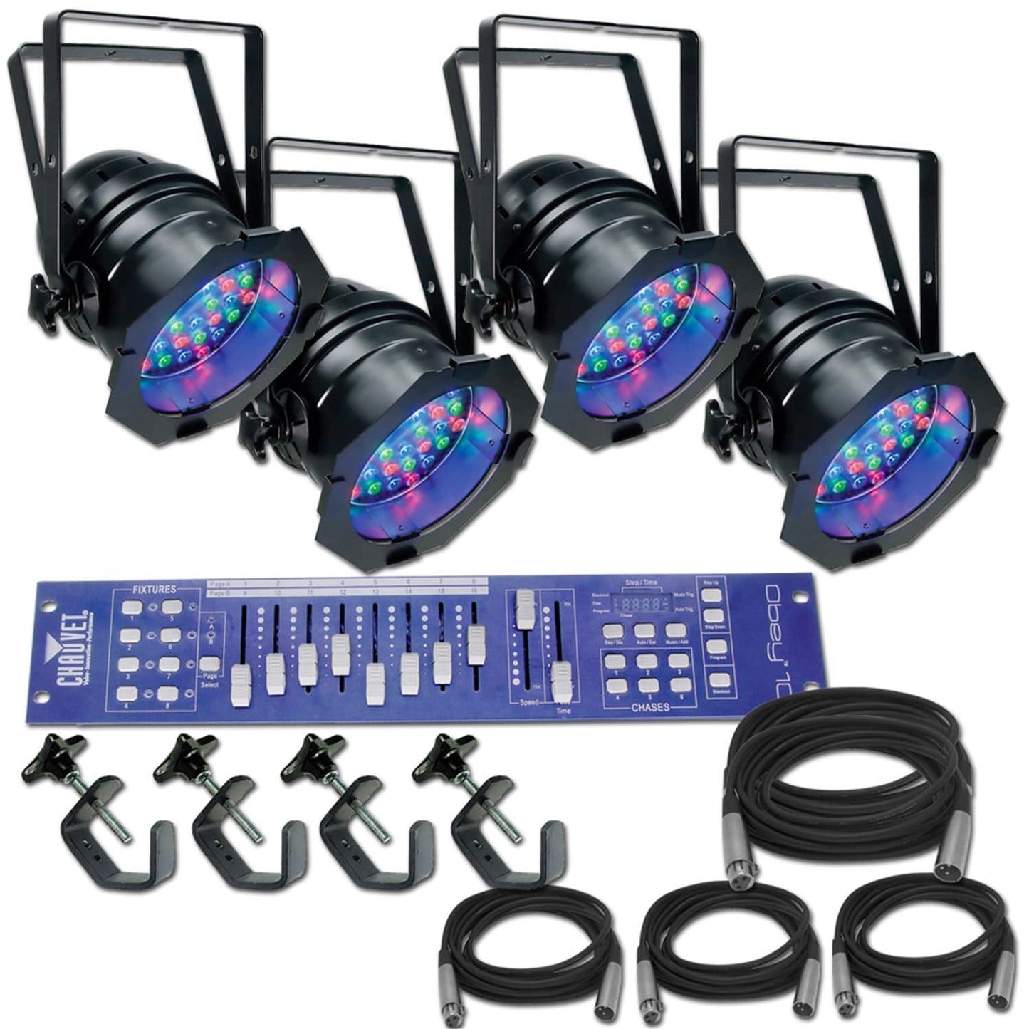 Chauvet LED Par 64 36 B X 4 Complete System - PSSL ProSound and Stage Lighting