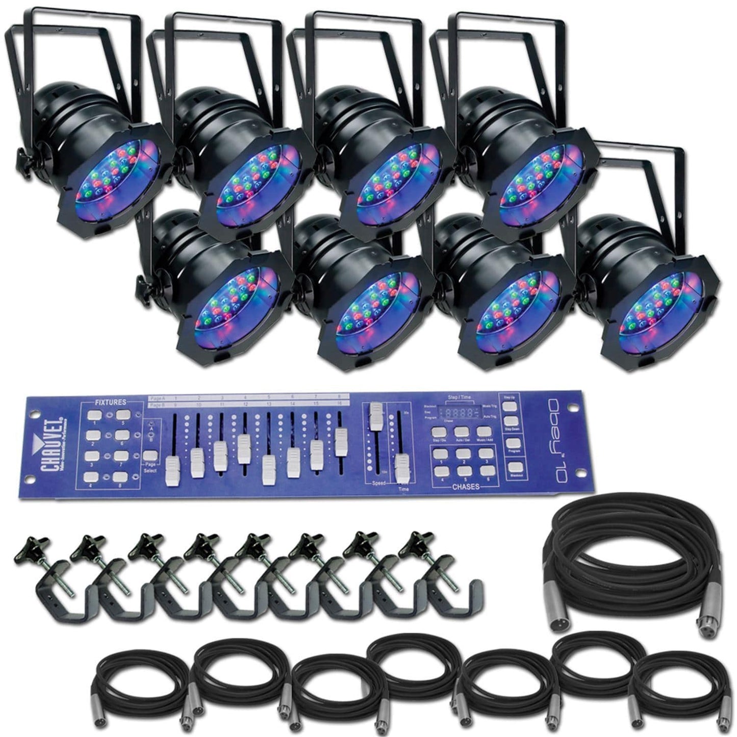 Chauvet LED Par 64 36 B x 8 Comeplete System - PSSL ProSound and Stage Lighting