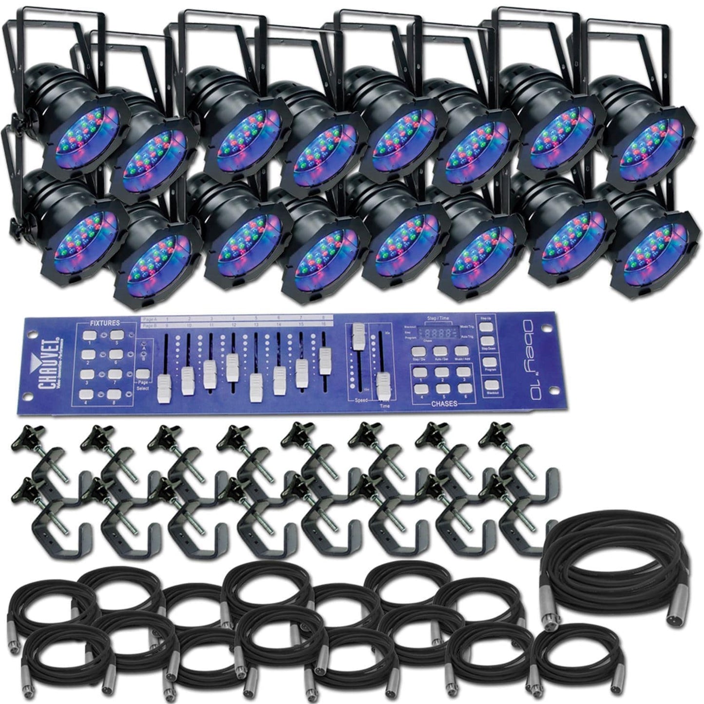 Chauvet LED Par 64 36 B X 16 Complete System - PSSL ProSound and Stage Lighting