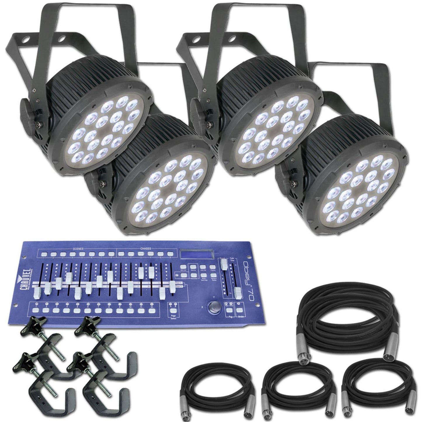 Chauvet SlimPAR Pro Tri x 4 Complete System - PSSL ProSound and Stage Lighting