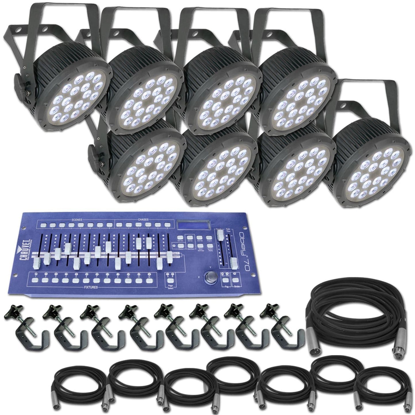 Chauvet SlimPAR Pro Tri x 8 Complete System - PSSL ProSound and Stage Lighting