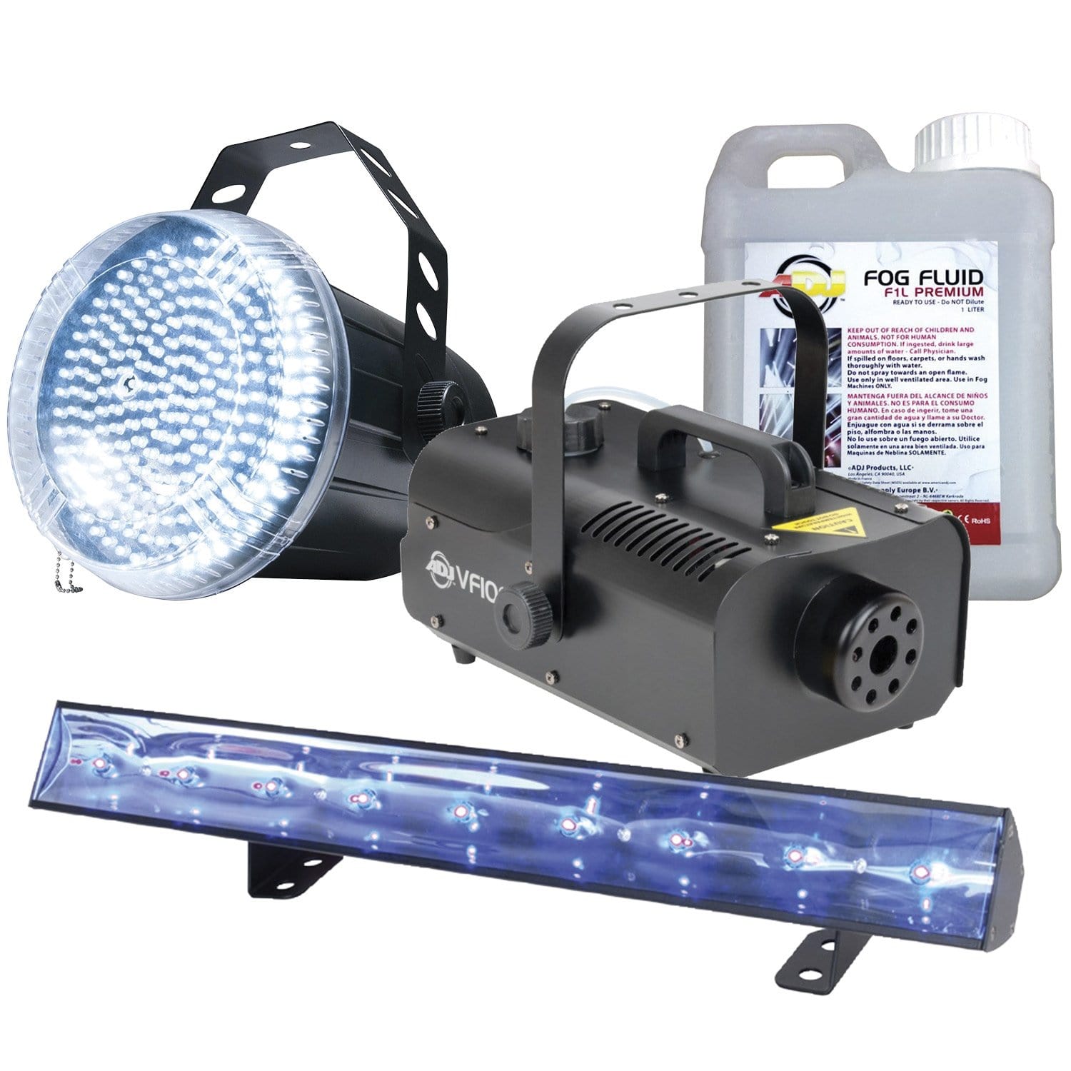 ADJ American DJ Eco UV Bar 50 Wash Bar with Fog Machine and LED Strobe Light - PSSL ProSound and Stage Lighting