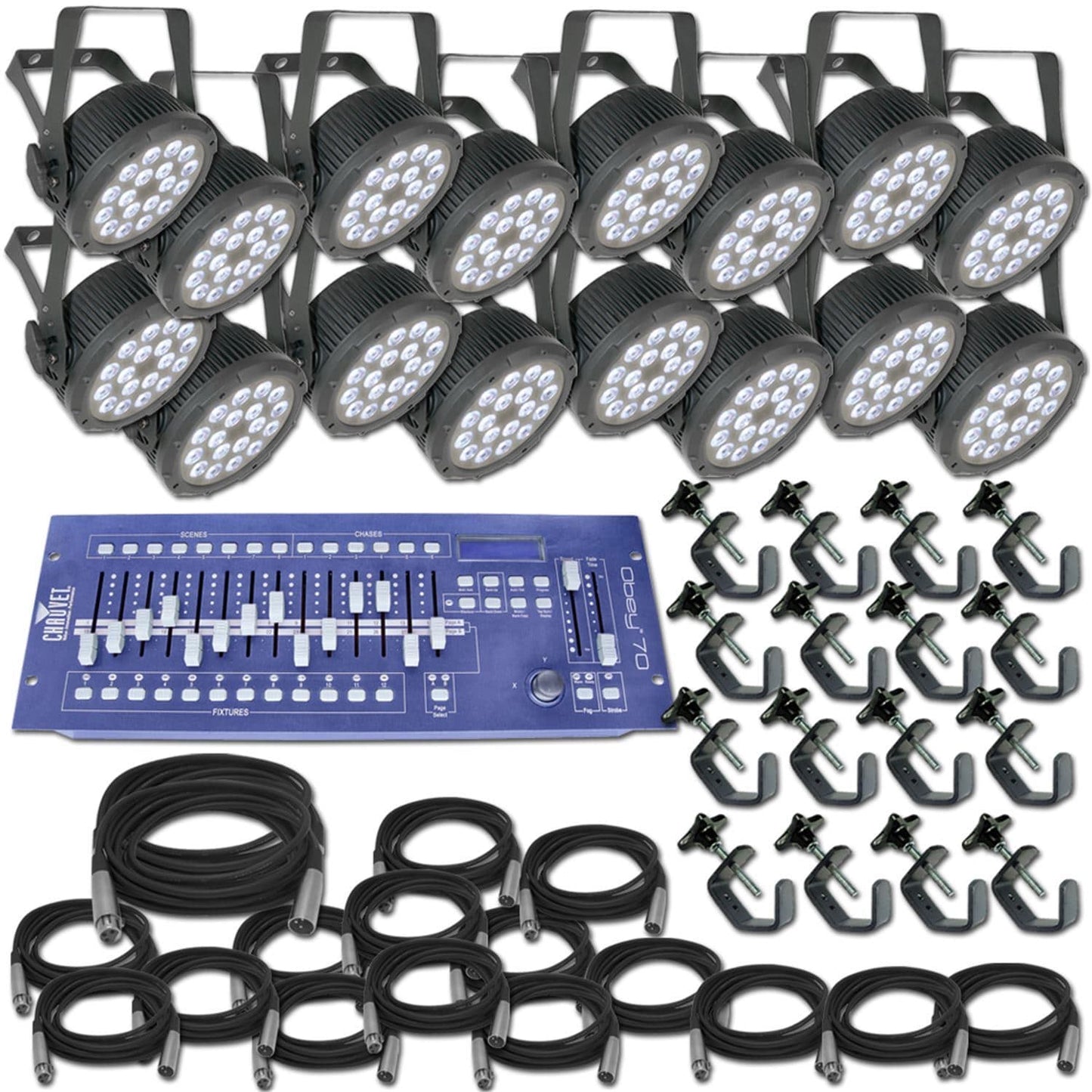 Chauvet SlimPAR Pro Tri x 16 Complete System - PSSL ProSound and Stage Lighting