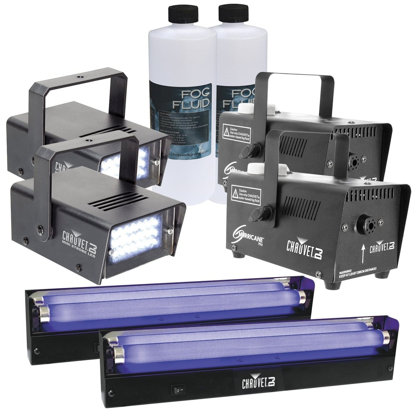 Chauvet Dual Fog Machine Bundle with LED Strobes & UV Lights - PSSL ProSound and Stage Lighting