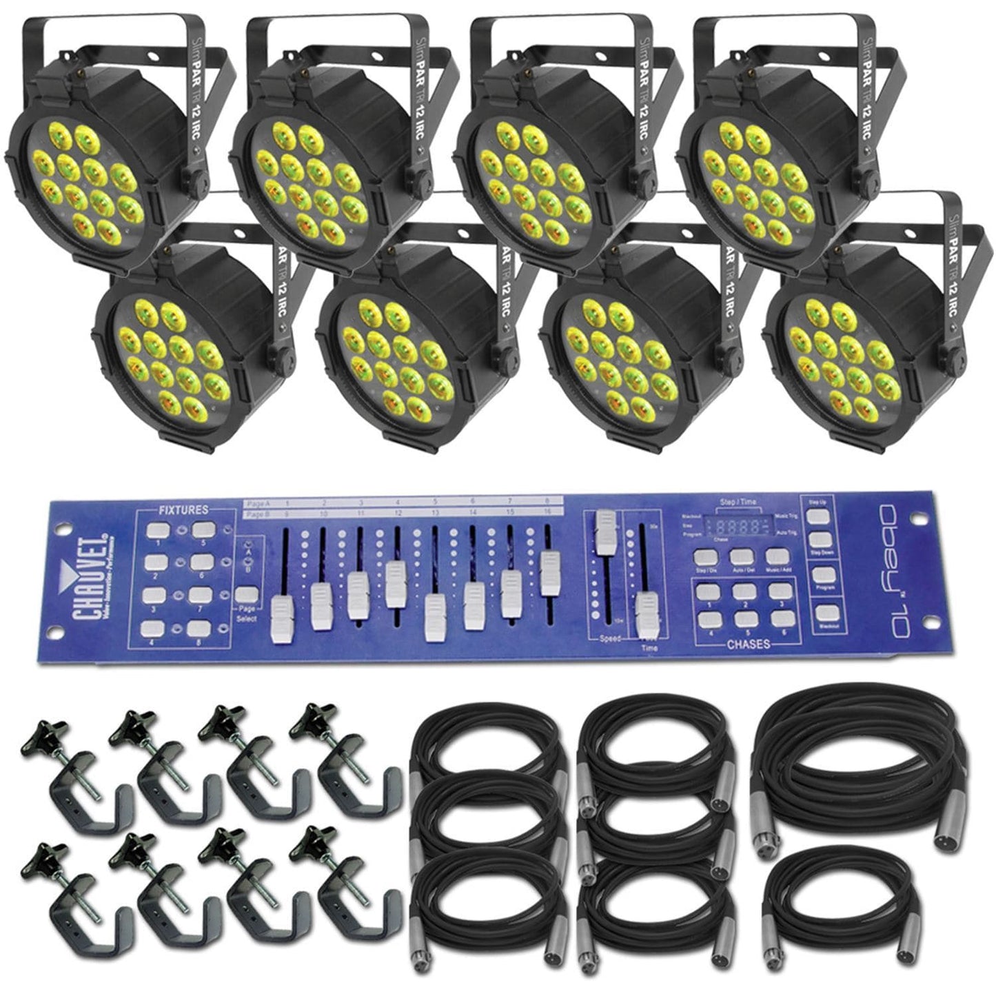 Chauvet SlimPAR Tri 12 IRC x 8 Lighting System - PSSL ProSound and Stage Lighting