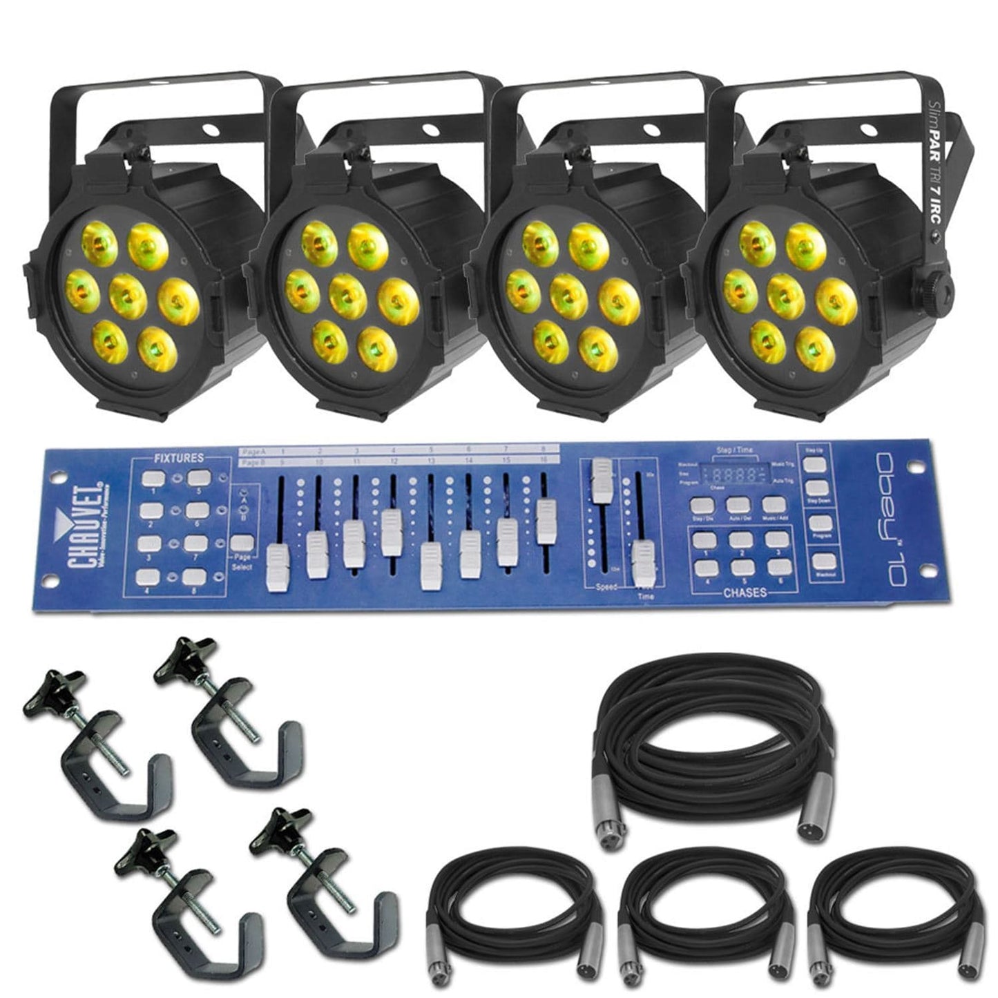 Chauvet SlimPAR Tri 7 IRC x 4 Lighting System - PSSL ProSound and Stage Lighting