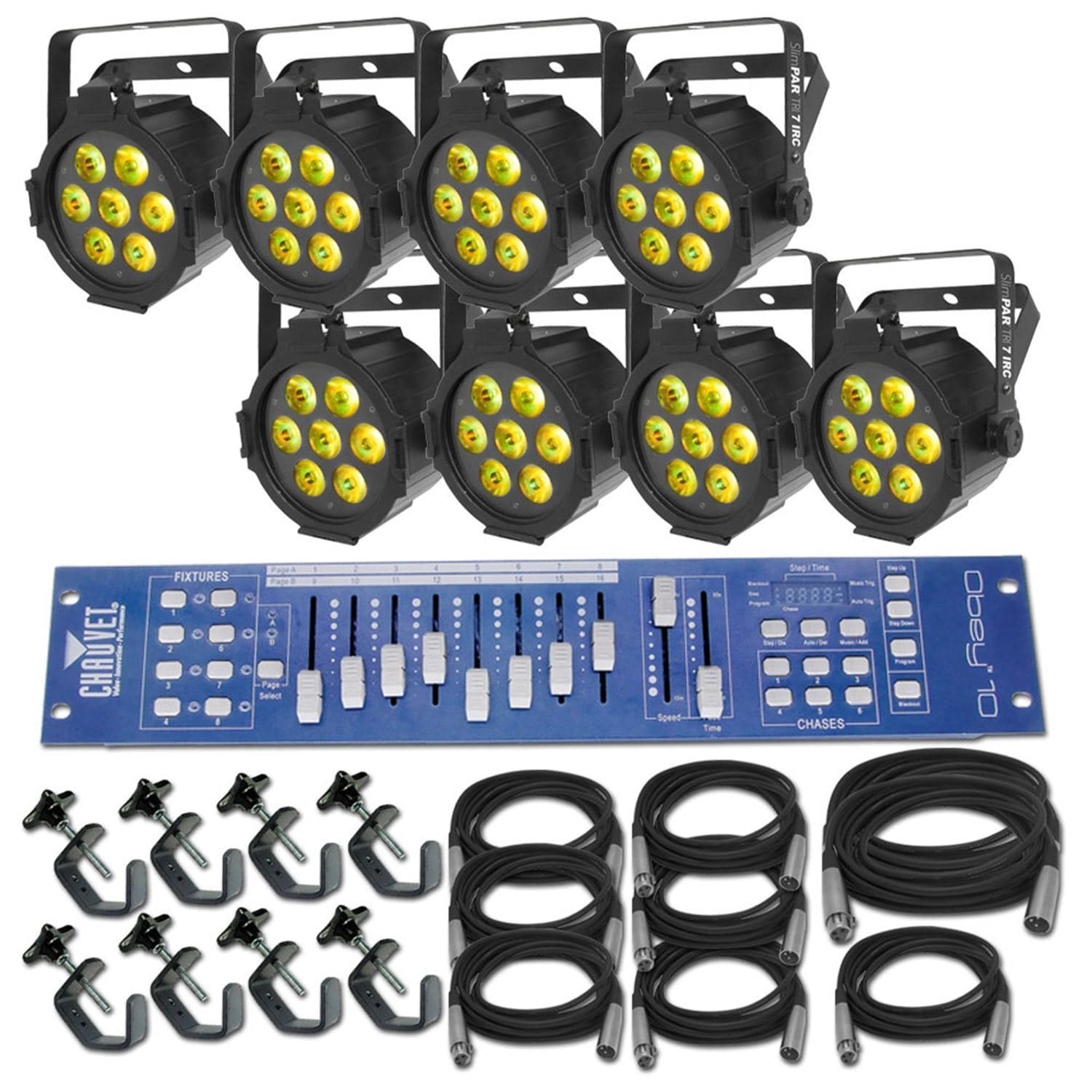 Chauvet SlimPAR Tri 7 IRC x 8 Lighting System - PSSL ProSound and Stage Lighting