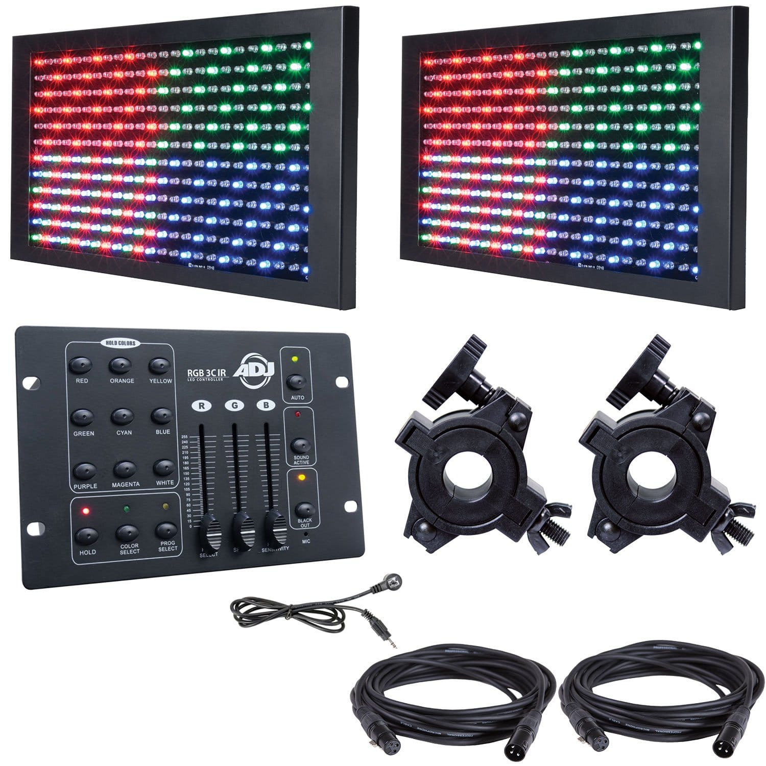 ADJ American DJ Profile Panel RGB 2-Pack with RGB 3C IR DMX Controller ...