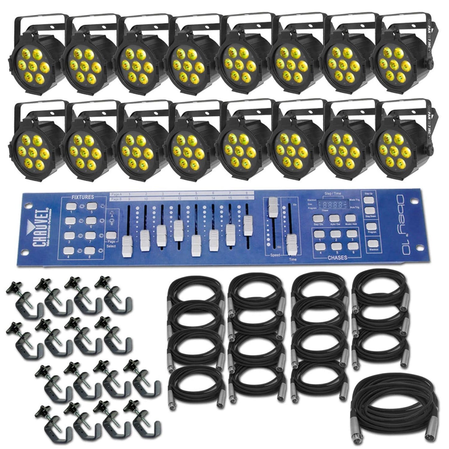 Chauvet SlimPAR Tri 7 IRC x 16 Lighting System - PSSL ProSound and Stage Lighting