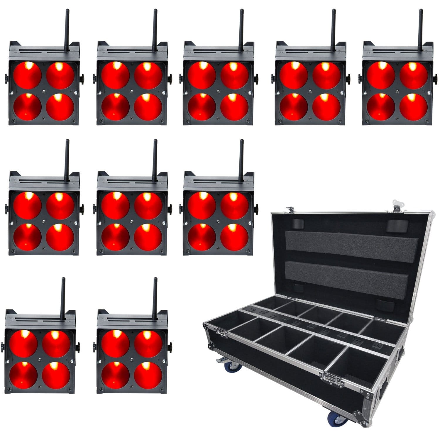 Colorkey MobilePar QUAD 4 10-Pack with Free Road Case - PSSL ProSound and Stage Lighting